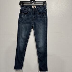 DRIFTWOOD Jackie Stretch Skinny Jeans Size 25 Raw Hem Blue Denim Pants